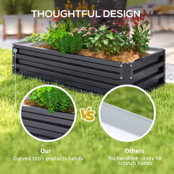 Outsunny Raised Garden Bed Elevated Planter Box for Flowers Grey - Additional view 8