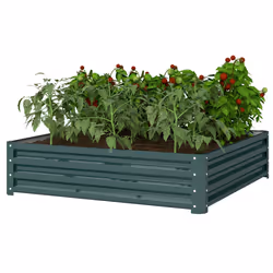 Outsunny Raised Garden Bed Metal Patio Backyard Flower Vegetable Planter Green