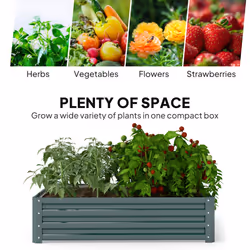 Outsunny Raised Garden Bed Metal Patio Backyard Flower Vegetable Planter Green
