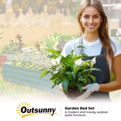 Outsunny Raised Garden Bed Metal Patio Backyard Flower Vegetable Planter Green - Additional view 6