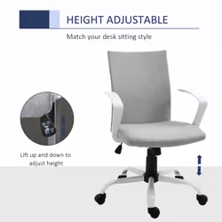 Vinsetto Home Office Linen Chair Swivel Computer Desk Task Chair, Light Grey