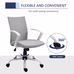 Vinsetto Home Office Linen Chair Swivel Computer Desk Task Chair, Light Grey - Additional view 4