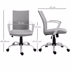 Vinsetto Home Office Linen Chair Swivel Computer Desk Task Chair, Light Grey - Additional view 8
