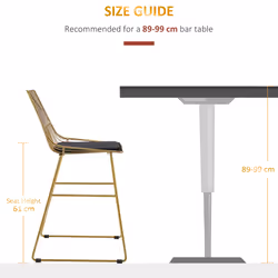 HOMCOM Modern Counter Height Bar Stools Set of 2 pcs Wire Metal Barstools - Additional view 5
