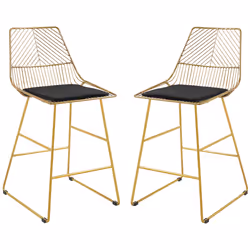 HOMCOM Modern Counter Height Bar Stools Set of 2 pcs Wire Metal Barstools - Additional view 7