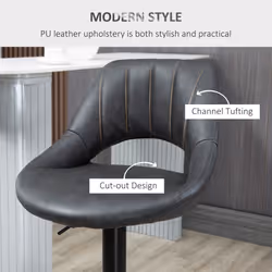 HOMCOM Barstools Set of 2 Adjustable Swivel Height Gas Lift PU Leather Chairs - Additional view 5