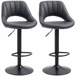 HOMCOM Barstools Set of 2 Adjustable Swivel Height Gas Lift PU Leather Chairs - Additional view 8