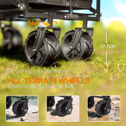 Outsunny Outdoor Push Pull Wagon Stroller Cart w/ Canopy Top Black - Additional view 4