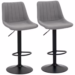 HOMCOM Set Of 2 Microfibre Retro Tub Bar Stools Metal Frame Footrest Seat Grey - Additional view 8