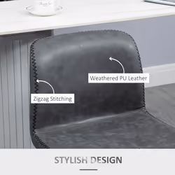 HOMCOM Retro Barstools Set of 2 PU Leather Adjustable Height Swivel Bar Chairs - Additional view 5