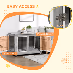 PawHut Dog Crate Furniture, Dog Crate End Table w/ Soft Cushion, Double Door - Additional view 4