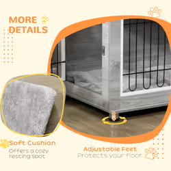 PawHut Dog Crate Furniture, Dog Crate End Table w/ Soft Cushion, Double Door - Additional view 5