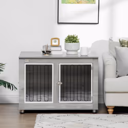 PawHut Dog Crate Furniture, Dog Crate End Table w/ Soft Cushion, Double Door - Additional view 7
