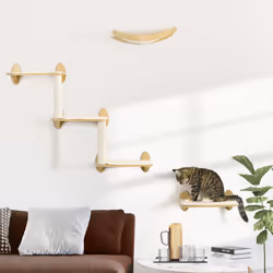 PawHut 3PCs Wall Mounted Cat Tree Cat Shelves Climbing Shelf Set Scratching Post