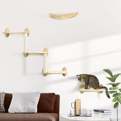 PawHut 3PCs Wall Mounted Cat Tree Cat Shelves Climbing Shelf Set Scratching Post