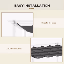 Outsunny Pergola Shade Cover Replacement Canopy for 3 x 3(m) Pergola, Grey - Additional view 4