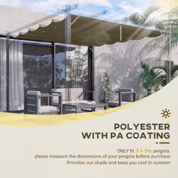 Outsunny Pergola Shade Cover Replacement Canopy for 3 x 3(m) Pergola, Tan - Additional view 5