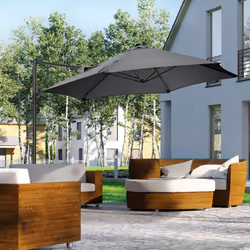 Outsunny 2.5M Offset Roma Patio Umbrella W/ 360-Degree Rotation, Dark Grey