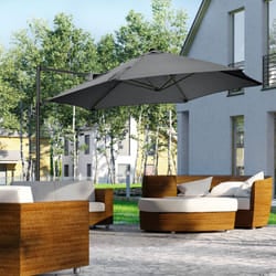 Outsunny 2.5M Offset Roma Patio Umbrella W/ 360-Degree Rotation, Dark Grey