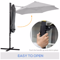 Outsunny 2.5M Offset Roma Patio Umbrella W/ 360-Degree Rotation, Dark Grey