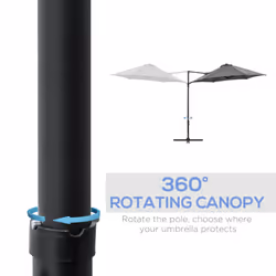 Outsunny 2.5M Offset Roma Patio Umbrella W/ 360-Degree Rotation, Dark Grey