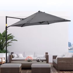 Outsunny 2.5M Offset Roma Patio Umbrella W/ 360-Degree Rotation, Dark Grey - Additional view 5