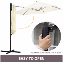Outsunny 2.5M Offset Roma Patio Umbrella W/ 360-Degree Rotation, Beige