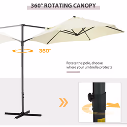 Outsunny 2.5M Offset Roma Patio Umbrella W/ 360-Degree Rotation, Beige