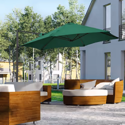 Outsunny 2.5M Offset Roma Patio Umbrella W/ 360-Degree Rotation, Green