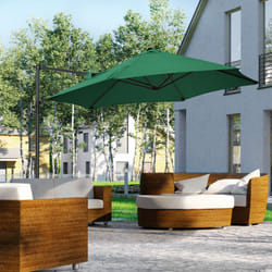 Outsunny 2.5M Offset Roma Patio Umbrella W/ 360-Degree Rotation, Green