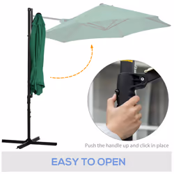 Outsunny 2.5M Offset Roma Patio Umbrella W/ 360-Degree Rotation, Green