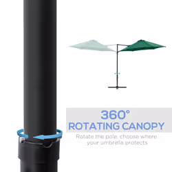 Outsunny 2.5M Offset Roma Patio Umbrella W/ 360-Degree Rotation, Green