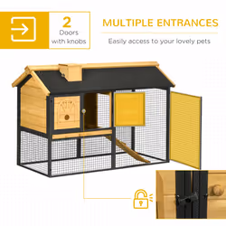 PawHut Rabbit Hutch Outdoor Bunny Cage w/ Run, Removable Tray, 120 x 55.5 x 80cm
