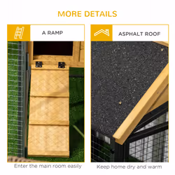 PawHut Rabbit Hutch Outdoor Bunny Cage w/ Run, Removable Tray, 120 x 55.5 x 80cm - Additional view 5