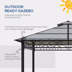Outsunny 3 x 3 (m) DoubleÂ Roof Hard Top Gazebo w/NettingsÂ &Â Curtains, Khaki - Additional view 4