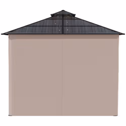Outsunny 3 x 3 (m) DoubleÂ Roof Hard Top Gazebo w/NettingsÂ &Â Curtains, Khaki - Additional view 6