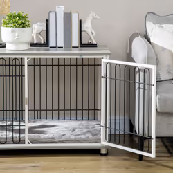 PawHut Dog Crate Furniture End Table w/ Soft Washable Cushion, Lockable Door - Additional view 6
