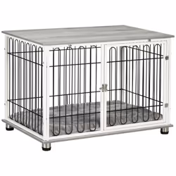 PawHut Dog Crate Furniture End Table w/ Soft Washable Cushion, Lockable Door - Additional view 8