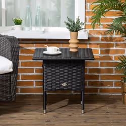 Outsunny PE Rattan Outdoor Coffee Table, Easy Match Rattan Side Table, Black - Additional view 5