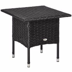 Outsunny PE Rattan Outdoor Coffee Table, Easy Match Rattan Side Table, Black - Additional view 8