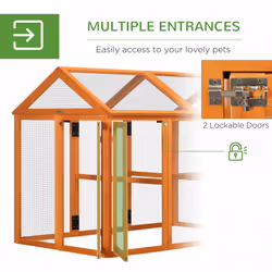 PawHut Chicken Run, Wooden Chicken Coop w/ Combinable Design - Orange