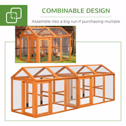 PawHut Chicken Run, Wooden Chicken Coop w/ Combinable Design - Orange - Additional view 4