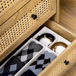 HOMCOM Chest of Drawers, 4 Drawer Unit Storage Organiser with Rattan Element - Additional view 6
