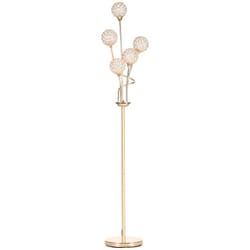 HOMCOM Modern Floor Lamp w/ K9 Crystal Shade, 5 Light, for Living Room, Gold