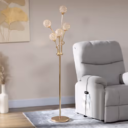 HOMCOM Modern Floor Lamp w/ K9 Crystal Shade, 5 Light, for Living Room, Gold - Additional view 5