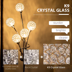 HOMCOM Modern Floor Lamp w/ K9 Crystal Shade, 5 Light, for Living Room, Silver - Additional view 8