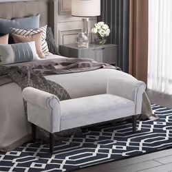 HOMCOM Deluxe Linen Bed End Arm Bench Bedside Bench Footstool Home Decor