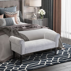 HOMCOM Deluxe Linen Bed End Arm Bench Bedside Bench Footstool Home Decor