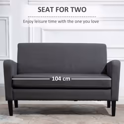 HOMCOM Linen Modern-Curved 2-Seat Sofa Loveseat w/ Thick Cushion Wood Legs Grey - Additional view 4