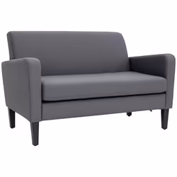 HOMCOM Linen Modern-Curved 2-Seat Sofa Loveseat w/ Thick Cushion Wood Legs Grey - Additional view 8